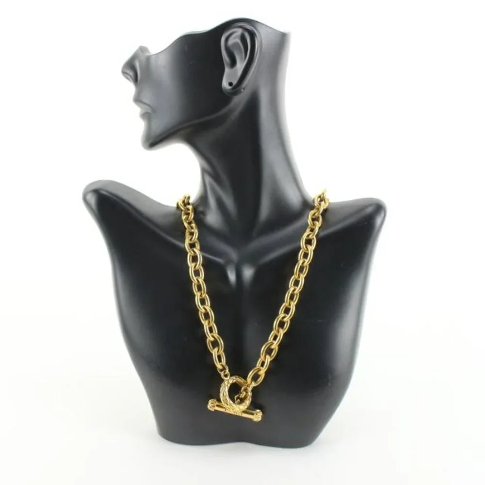 Chanel 95p 24k Gold Plated Jumbo CC Logo Clover Chain Necklace 35cc721s